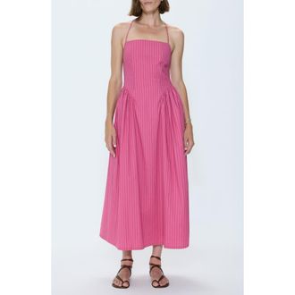 Pistola Denim Sadee Stripe Crossback Midi Dress in Magenta Stripe at Nordstrom, Size X-Small