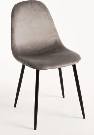 Regalos Miguel Sillas - Silla Teok Black Terciopelo - Gris Claro