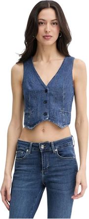 Liu Jo Denim Gilet met Versieringen - Dames - Bodywarmers - Blauw - S - Denim - Jassen