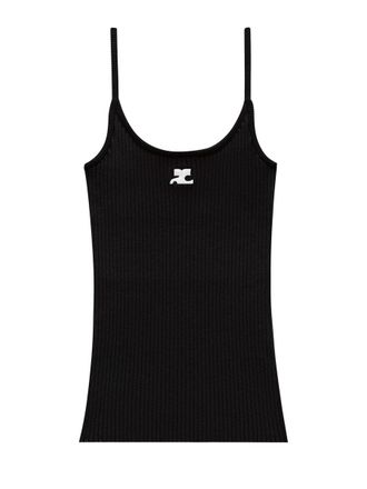 Courr&egrave;ges Reedition Ribbed Viscose Scoop Neck Tank Top