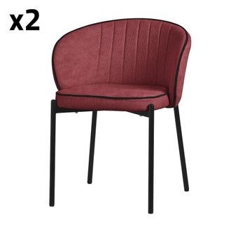 ML Design 2x Sillas de comedor rojo con revestimiento de tela y respaldo