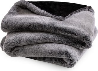 Bare Home Faux Fur Throw Blanket in Variegated Grey at Nordstrom, Size Standard