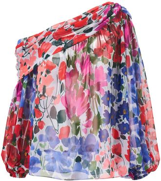 Carolina Herrera Top monospalla con stampa Jardin - Rosso