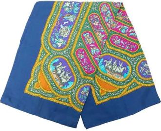 Herm&egrave;s Pre-owned Qalamdan Sjaal - Dames - Vintage Accessoires - Blauw - ONE Size - Vintage