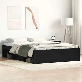vidaXL Estructura De Cama Sin Colch&oacute;n Roble Negro 120x200 Cm Vidaxl