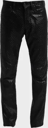 Tom Ford Men & apos;s Perforated Leather Straight-Leg Five-Pocket Pants