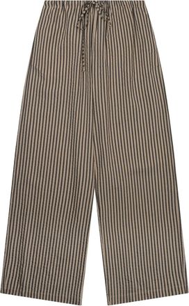 Alysi Neutrals Vertical Stripe Wide-Leg Pants