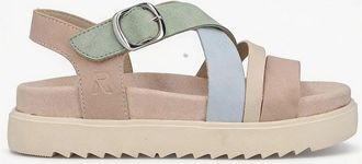 Rieker Womens Rieker V5663 Womens Ankle Strap Sandals Beige Multi - Pink - Size: 6.5