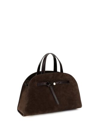 Tory Burch Womens Romy Suede Bauletto Dark Cocoa Shoulder Bags