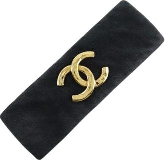 Chanel Pre-owned Accessories, female, Black, Size: ONE SIZE Pre-owned Suede Hair Accessory