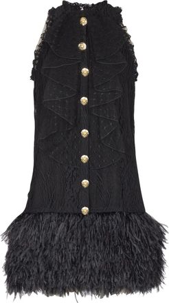 Balmain Abito con decorazione in pizzo - Nero
