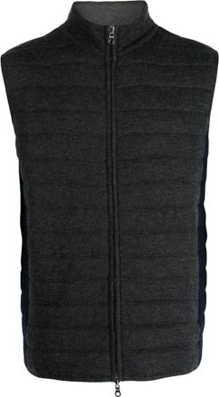 N.Peal zip-up padded gilet - men - Cashmere/Silk - M - Grey
