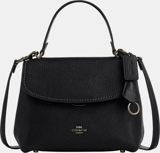 Coach Womens Emory Top Handle in Lux Pebbled Leather - Black - One Size