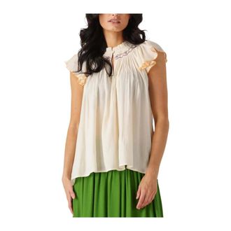 Louizon Dames, Blouses & Shirts, Beige, Maat: XS Linnen