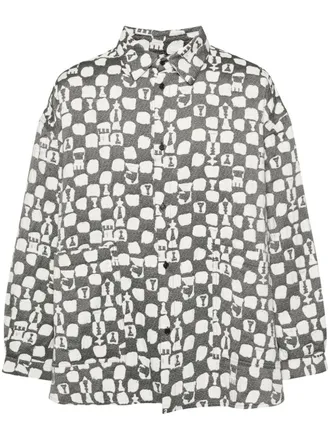 Henrik Vibskov Big overhemd met jacquard - Wit