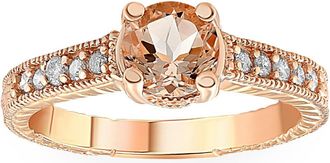 Pompeii3 1 Ct Morganite & Diamond Vintage Engagement Ring in 14k Rose Gold