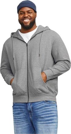 Jack & Jones Jack And Jones Heren Big & Tall Full Zip Hoodie (Grijze Melange)