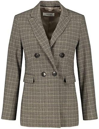 Gerry Weber Damen Doppelreihiger Blazer gekn&ouml;pfte Armschlitze, Langarm Blazer Langarm gef&uuml;ttert Blazer kariert Braun Karo 38