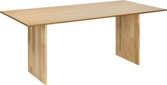 Beliani Beliani - Mesa De Comedor Rectangular Con Tablero Chapado Acabado Natural Patas De Madera Maciza 180 X 90 Cm Madera De Fresno Natural Moora