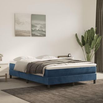vidaXL Cama Box Spring Con Colch&oacute;n Terciopelo Azul Oscuro 140x200 Cm Vidaxl