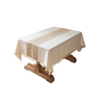 OEM Mantel Rectangular De Lino Y Algod&oacute;n Resistente A Las Manchas, Lavable E Impermeable, Color Champ&aacute;n, Tejido Para Uso Exterior En Jard&iacute;n Y Cocina (140 