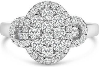 House of Brilliance 10K Gold 1.0 Cttw Diamond Halo Vintage Inspired Statement Ring in White Gold at Nordstrom, Size 7.25