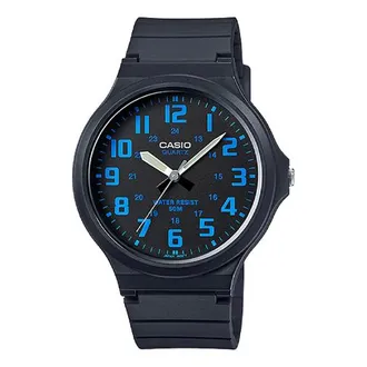 Casio Mens CASIO Quartz Resin Strap Watch Case Black Dial 50m Waterproof 48*43.6*10.3mm Black Analog Mens MW240-2BV