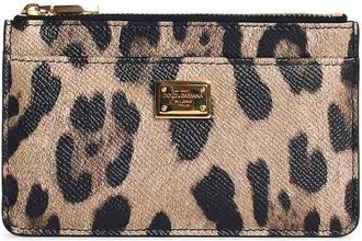 Dolce & Gabbana Dauphine Leopard Print Leather Card Holder