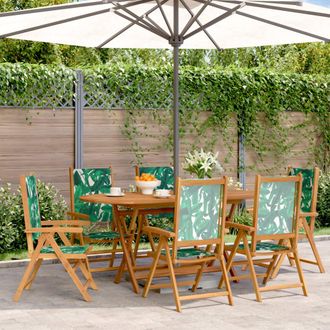 vidaXL Vidaxl - Sillas De Jard&iacute;n Reclinables 6 Uds Madera Maciza Y Tela Verde