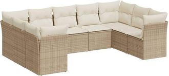 vidaXL Set De Sof&aacute;s De Jard&iacute;n 9 Pzas Con Cojines Rat&aacute;n Sint&eacute;tico Beige Vidaxl