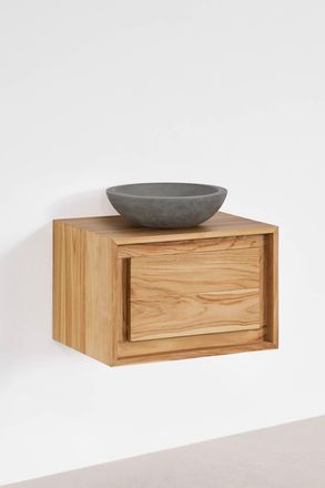 Sklum Conjunto De Mueble De Ba&ntilde;o Suspendido 60x45 Cm En Madera De Teca Jabari Sklum