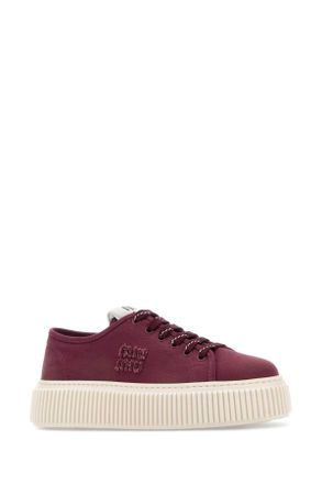 Miu Miu Womens Allacciate Sneaker Burgundy Calfskin