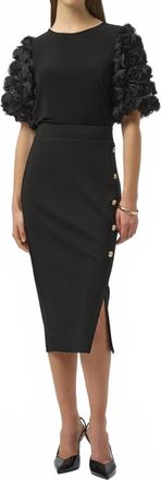 Joseph Ribkoff Floral Puff Sleeve Top In Black