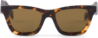 Prada Occhiali da sole squadrati con logo - Marrone