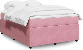 vidaXL Vidaxl - Cama Box Spring Con Colch&oacute;n Terciopelo Rosa 140x200 Cm