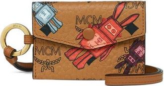 MCM Aren Lanyard ID Wallet in Rabot Visetos in Cognac at Nordstrom