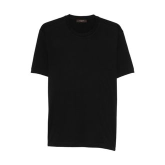 Zanone T-Shirts, male, Black, Size: 3XL Slim Fit Cotton and Silk Jersey T-Shirt