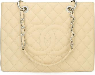 Chanel Beige Caviar Grand Shopping Tote (GST) with Silver Hardware