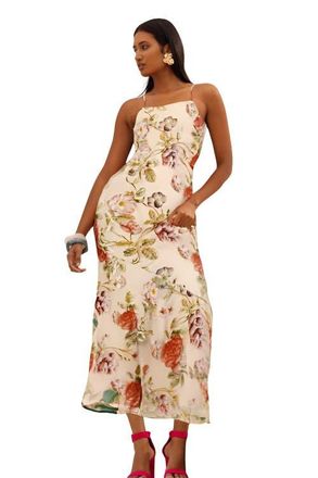 Coast Muse Strappy Floral Sequin Maxi Dress in Nude at Nordstrom, Size 12