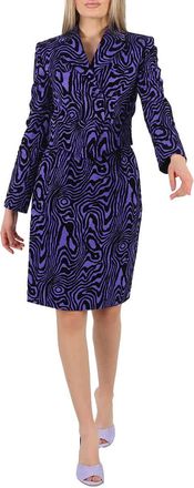 Moschino Ladies Purple Moire Effect Jacquard Blazer, Brand Size 38 (US Size 4)