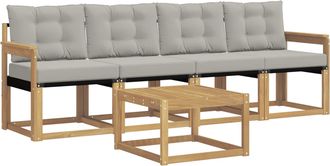 vidaXL Conjunto De Sof&aacute;s De Exterior 5 Uds. Blanco Y Gris Claro Vidaxl