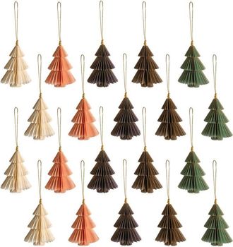 Beliani Conjunto De 20 Adornos Navide&ntilde;os Colgantes Bolas De Navidad Para El &Aacute;rbol De Papel Origami 3d Multicolor Gudena