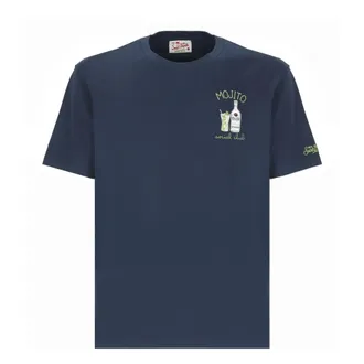 Saint Barth Blue Cotton T-shirt with Embroidered Logo - male - Saint Barth - T-Shirts - Blue - M - Tops