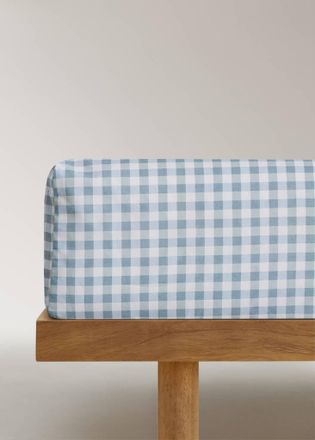 Mango Lenzuolo inferiore cotone quadri Vichy letto 90 cm verde menta - Home - Letto 90 cm - MANGO HOME