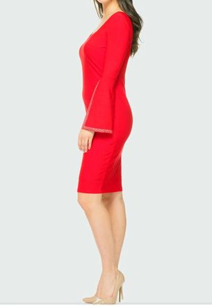 Joseph Ribkoff Knee-Length Cocktail Dress In Lipstick Red