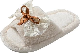 Generic Womens Furry Home Slippers Ladies Open Toe Fuzzy Cozy Slipper Slip on Soft Fur Warm Indoor House Shoes