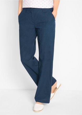 Bonprix Leinenhose BONPRIX, Damen, Gr. 44, N-Gr, blau (dunkelblau), Obermaterial: 55% Leinen, 45% Baumwolle, festlich, loose fit, Hosen Leinenhose, aus Leinen