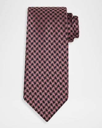 Tom Ford Men & apos;s Houndstooth Jacquard Silk Tie