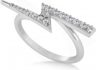 Allurez Diamond Lightening Bolt Fashion Ring 14K White Gold (0.25ct)