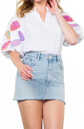 THML Clothing Shell Puff Sleeves Top In White